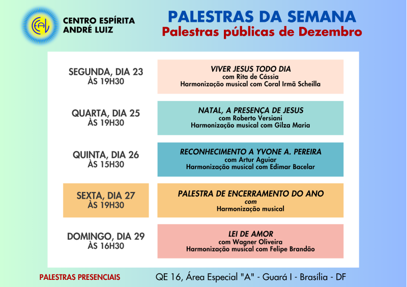 Palestras da semana